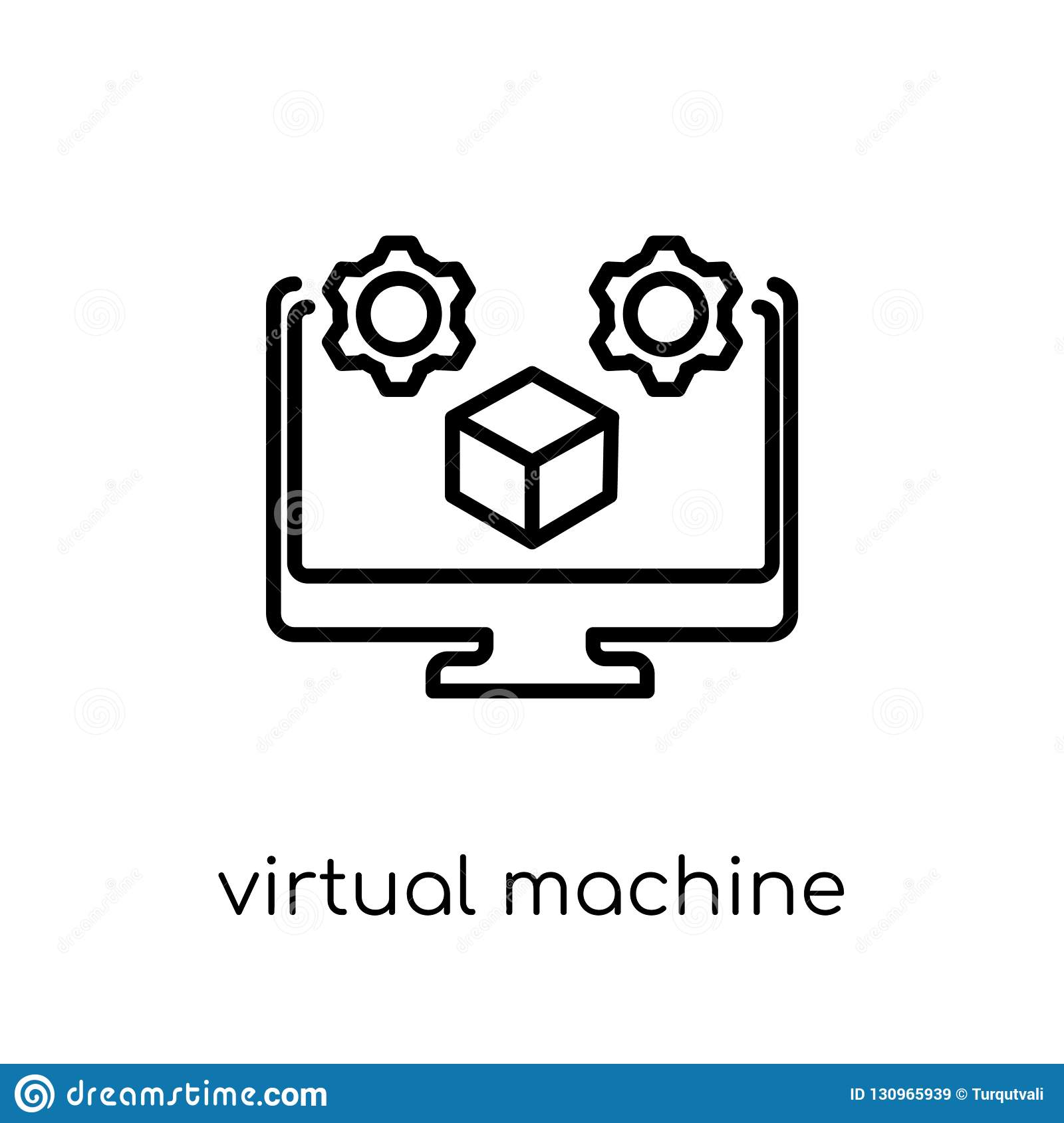 virtual machine icon trendy modern flat linear vector m white background thin line technology collection editable outline 130965939 png